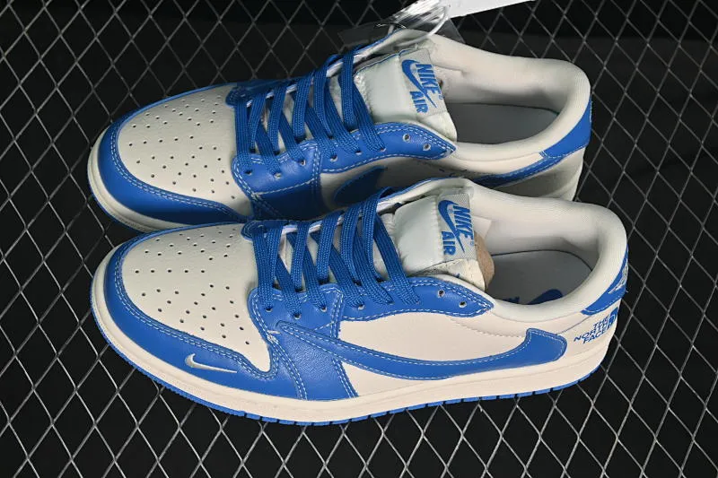 All categories Air Jordan Jordan series basketball shoes Air Jordan 1 Low high-end customized low-top sneakers Travis Scott x Fragment Design x Air Jordan 1 Low OG SP AJ1 Joe 1 North Face joint blue and white low-top cultural casual sneakers LD2025-034